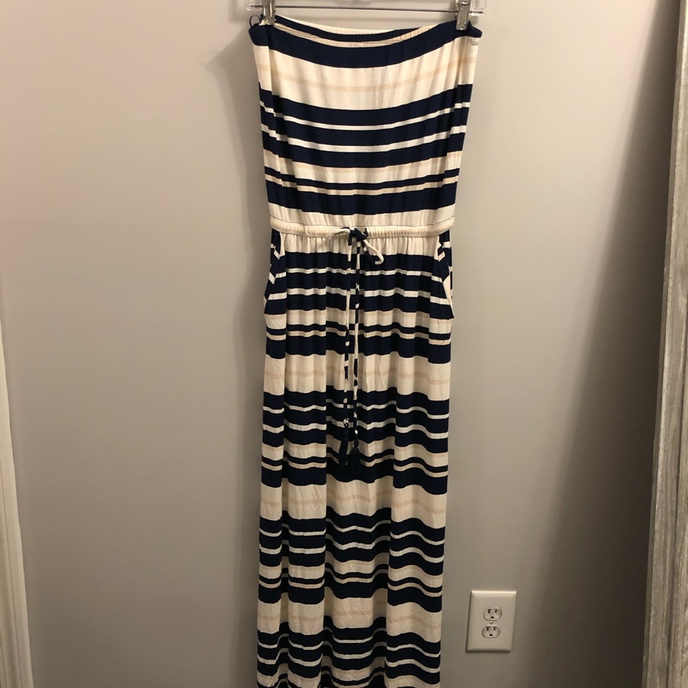 Strapless Stripped Maxi Dress